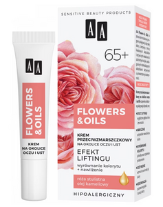 AA OCEANIC FLOWERS & OILS ANTI-WRINKLE CREAM FOR EYE AND LIP AREAS LIFTING EFFECT 65+