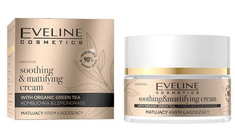 EVELINE ORGANIC GOLD SOOTHING & MATTIFYING FACE CREAM WITH GREEN TEA