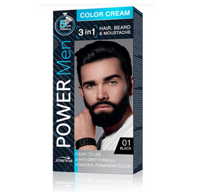 JOANNA POWER MEN COLOR CREAM PERNAMENT DYE FOR HAIR BREAD MOUSTACHE 3in1 FOR MEN