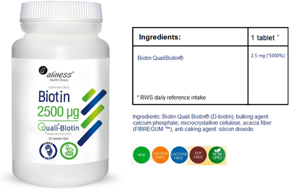 MEDICALINE ALINESS BIOTIN 2500ug 120 VEGE TABLETS DIET SUPPLEMENT