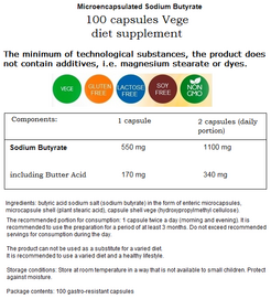 MEDICALINE ALINESS SODIUM BUTYRATE BUTTER ACID 100 CAPSULES VEGE