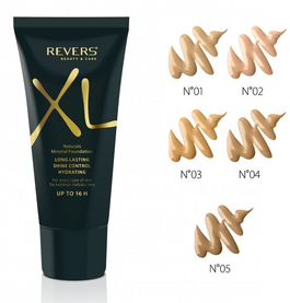 REVERS COSMETICS XL NATURAL MINERAL MAKE-UP FOUNDATION ANTI-SHINE MOISTURIZING 16H