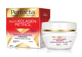 DAX COSMETICS PERFECTA MULTI-KOLAGEN RETINOL REDUKCJA ZMARSZCZEK UJĘDRNIANIE KREM 50+ DZIEŃ NOC