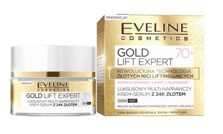 EVELINE COSMETICS GOLD LIFT EXPERT 70+ KREM SERUM MULTI-NAPRAWCZY Z 24K ZŁOTEM