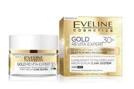 EVELINE COSMETICS GOLD REVITA EXPERT 30+ KREM SERUM WYGŁADZAJĄCY Z 24K ZŁOTEM