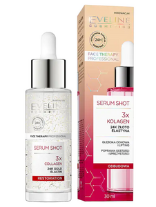 EVELINE FACE THERAPY SERUM SHOT ODBUDOWUJĄCE 3X KOLAGEN, 24K ZŁOTO, ELASTYNA