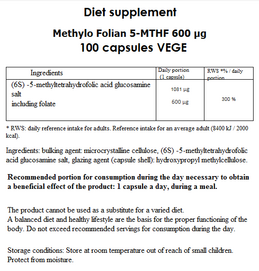 MEDICALINE ALINESS METHULO FOLIAN KWAS FOLIOWY 100 KAPSUŁEK VEGE