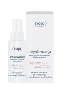 ZIAJA JAGODY ACAI ANTYOKSYDACJA EKSPRESOWE SERUM UJĘDRNIAJĄCO WYGŁADZAJĄCE ANTY TECH NECK EFEKT